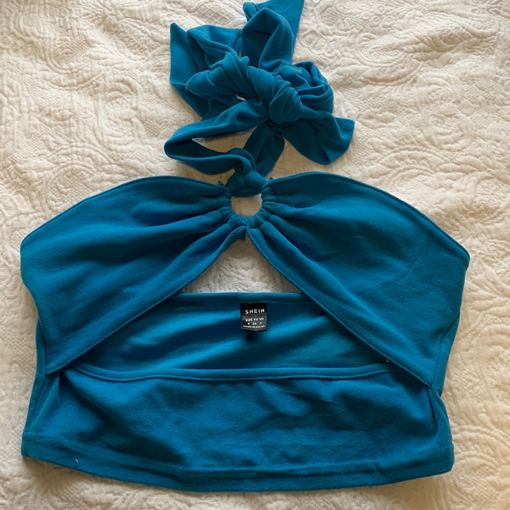 Cut Out Cropped Blue Top